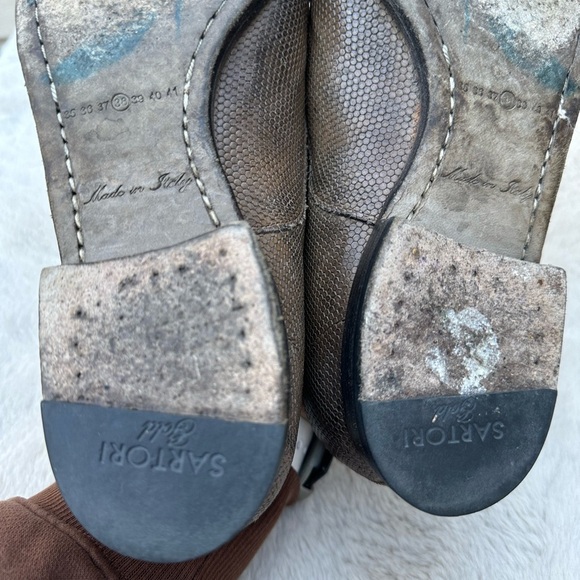 Sartori Gold leather oxfords Italian handmade slip on loafers EU 38 US 7-7.5 - Picture 13 of 14